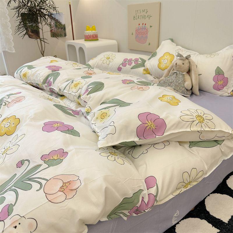 Red Cherry Duvet Cover Set No Filler Ins Style Korean Full Queen Size Girls Boys Flat Sheet Pillowcase Bedspread Set