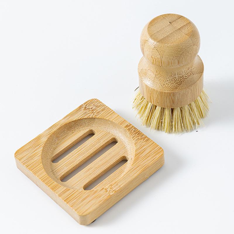 Bambus Küchenbürsten Set: Kurzstielige Geschirr- und Topfreinigung mit Sisalborsten