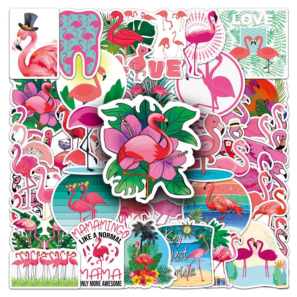 50 Flamingo Doodle Cartoon Cute Animal Guka DIY Suitcase Mobile Water Cup Car Stickers