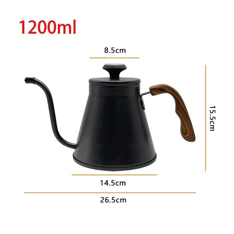 1.2L/ 42oz Coffee Kettle Thermometer Pour Over Stainless Steel Coffee Tea Pot Gooseneck Kettles Drip Barista Accessories 2024