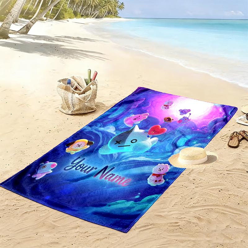 Custom NameFantasy Sea Beach Towel Soft Microfiber Summer Towel Quick Dry Absorbent Towel for Beach Swimming Pool Travel