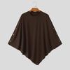 INCERUN Men Ribbed Knit Poncho Tops Side Button Batwing Sleeve Loose Casual Pullovers