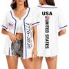 Unisex Baseballtrikot Hemd mit Knöpfen Leichtes Kurzarm Sportoberteil mit Patriotischem Aufdruck für Erwachsene Sportbekleidung Freizeitkleidung