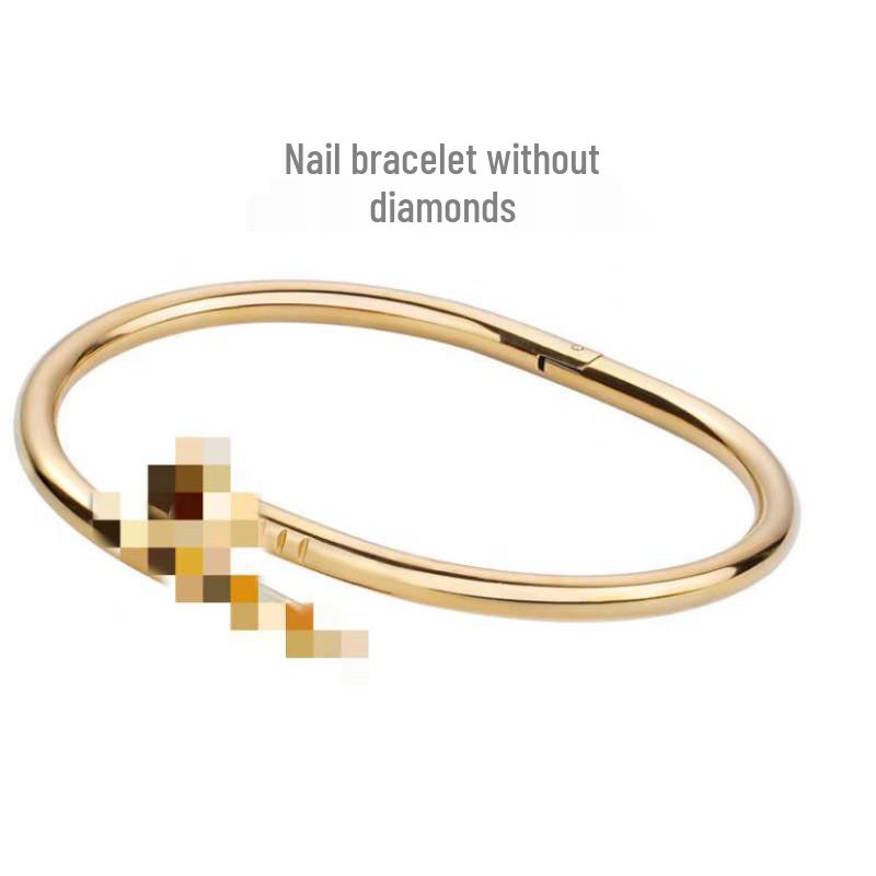 Damska Bransoletka ze Stali Tytanowej ze Złotymi Kolczykami - Nieblaknący Wzór Galwanizowany