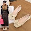 French Evening Single Shoes Women's Thick Heel Soft Sole New Summer Versatile Bow Light Mouth Gentle Wind Doudou Shoes