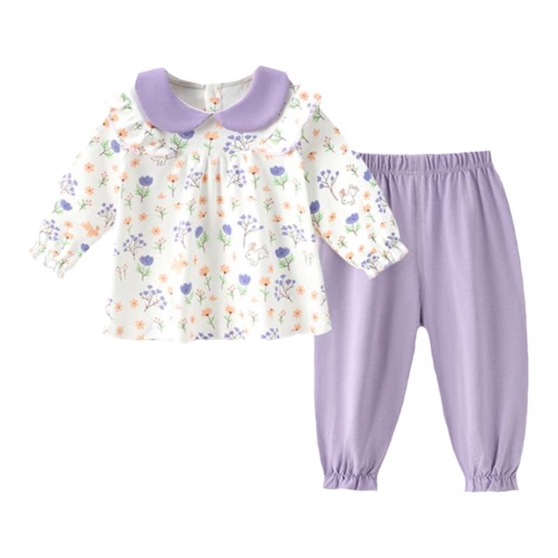 JOYNCLEON Girls  Floral Rabbit Autumn/Winter Two-Piece Set 90CM