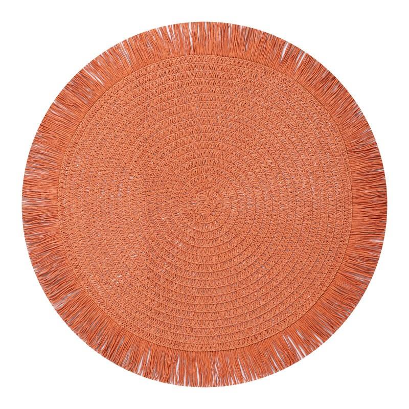 

Circular Fringed Heat-insulating Mat, Placemat To Reduce Table Wear, Restaurant Decorative Mat(2pc) One Size оранжевый