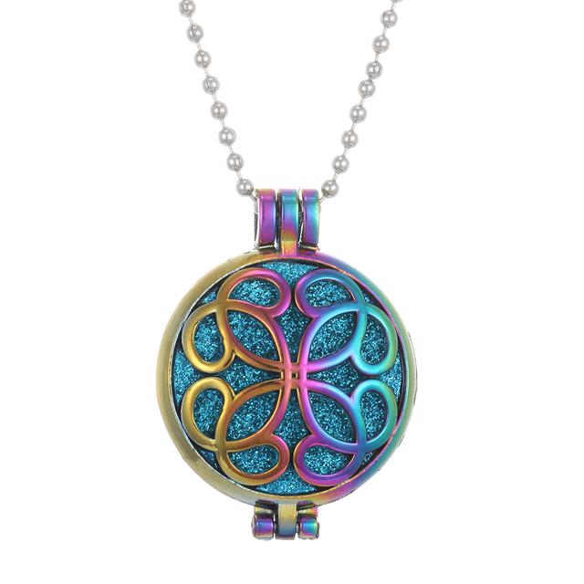 2pcs New Colorful Aromatherapy Necklace Vintage Flower Butterfly Tree Owl Essential Oil Diffuser Necklace Perfume Lockets Pendants