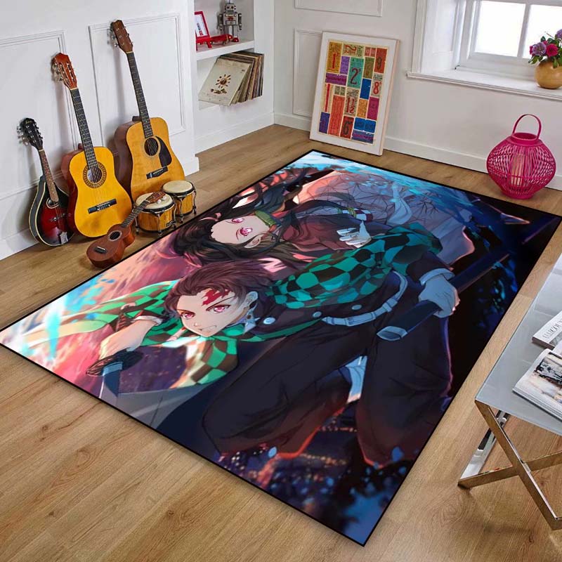 Fashion Design Demon Slayer 3D Print Floor Mat Living Room Carpet Anime Role for Adult Rug Indoor Area Soft Flannel Play Mat