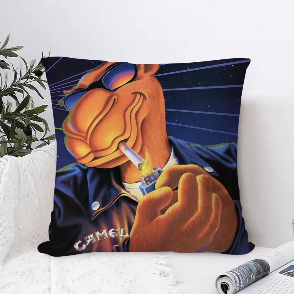 Camel Cigarettes Cushion Cover Anti-dustmite Pillowcase Invisible Zipper Silky Short Plush Sofa Cushion Cover