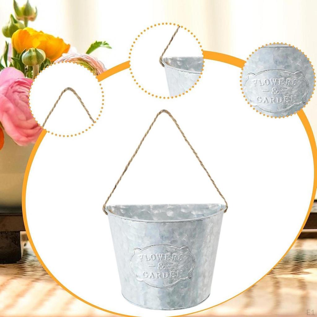 Hanging Planter Balcony Wall Flower Pot Semi Circular Shaped Vintage Design Mounted