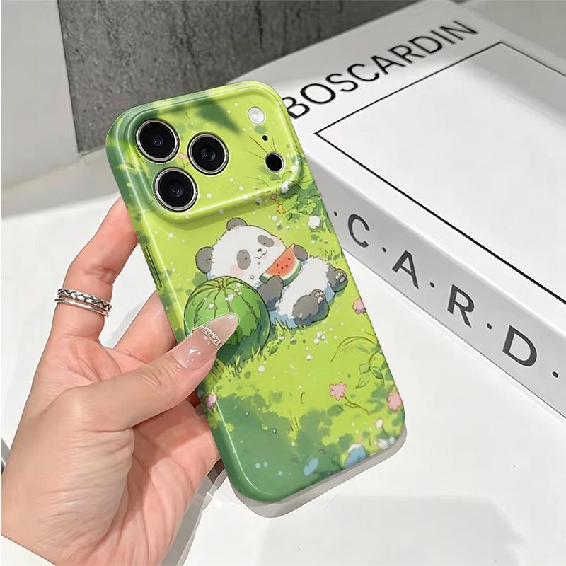 Refreshing Summer Panda Melon Graphic Art Film Aesthetic Protective Shockproof Bumper Phone Case Cover For iPhone 13 14 15 16 17 Pro Max Plus