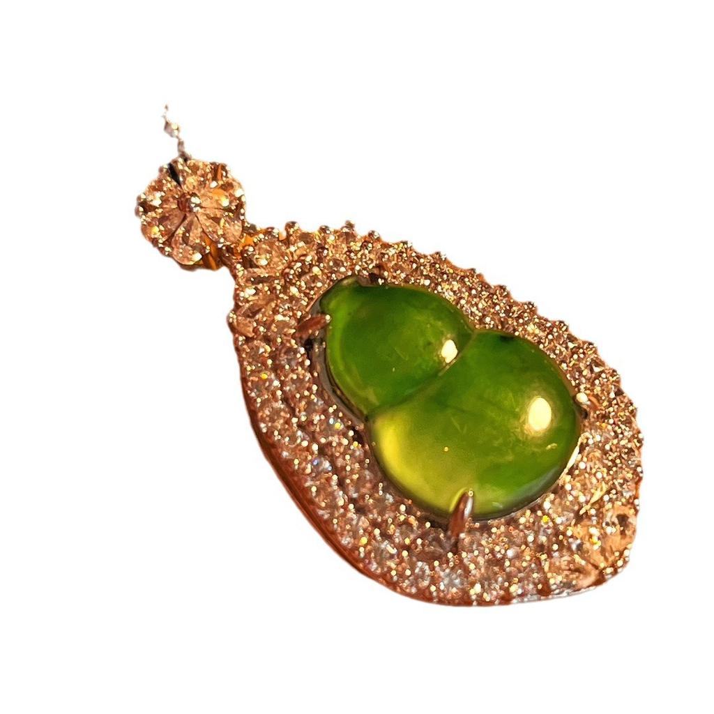 Natural Jadeite Pendant Female Micro-Inlay, Real Photo Fidelity