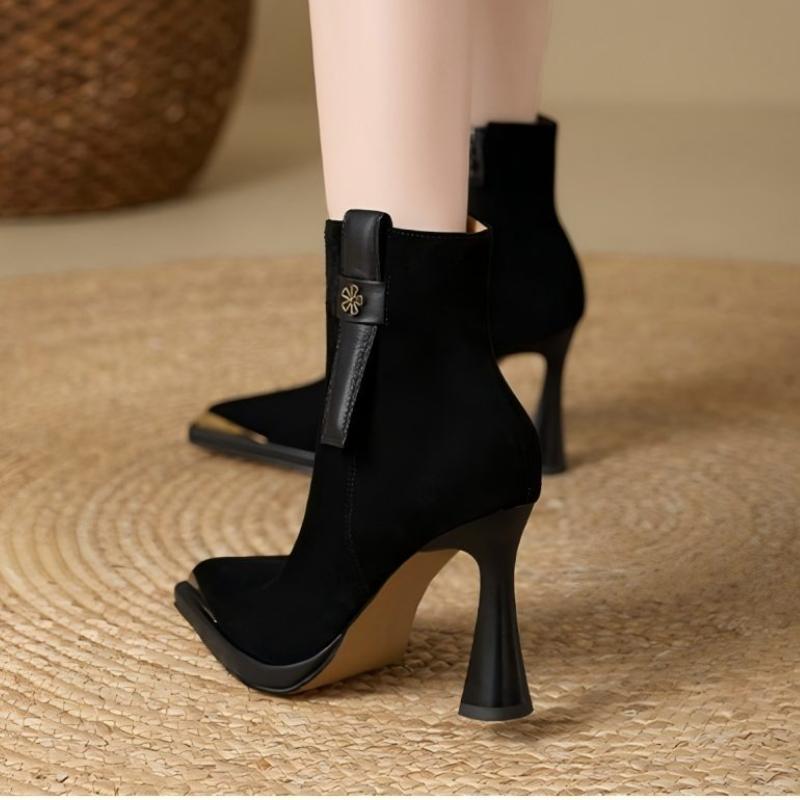 Elegant High Heels Women Ankle Boots Party Pointed Toe Heeled Shoes Designer 2025 Winter New Dress Boots Woman Pumps