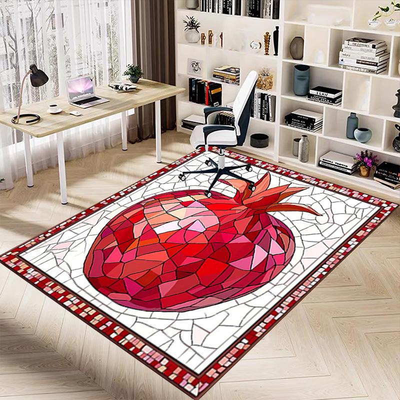 1PC Pomegranate Stained Glass Non-Slip Floor Carpet, Suitable for Office, Bedroomand Playrooms. It Can Also Be Used As a Sofa Footrest cover-T85