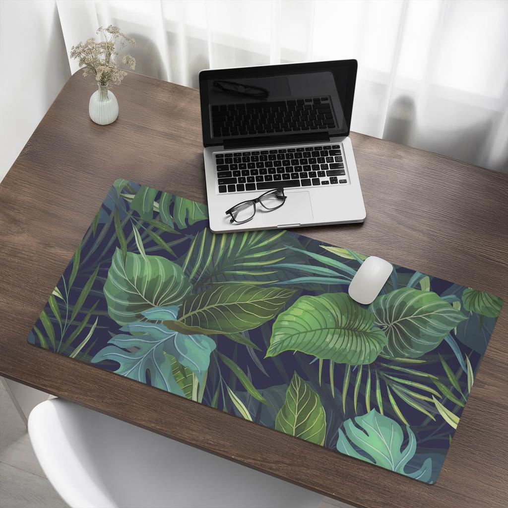 Vinyl Protective Mat with Modern Tropical Leaf Pattern 100X50 Cm
