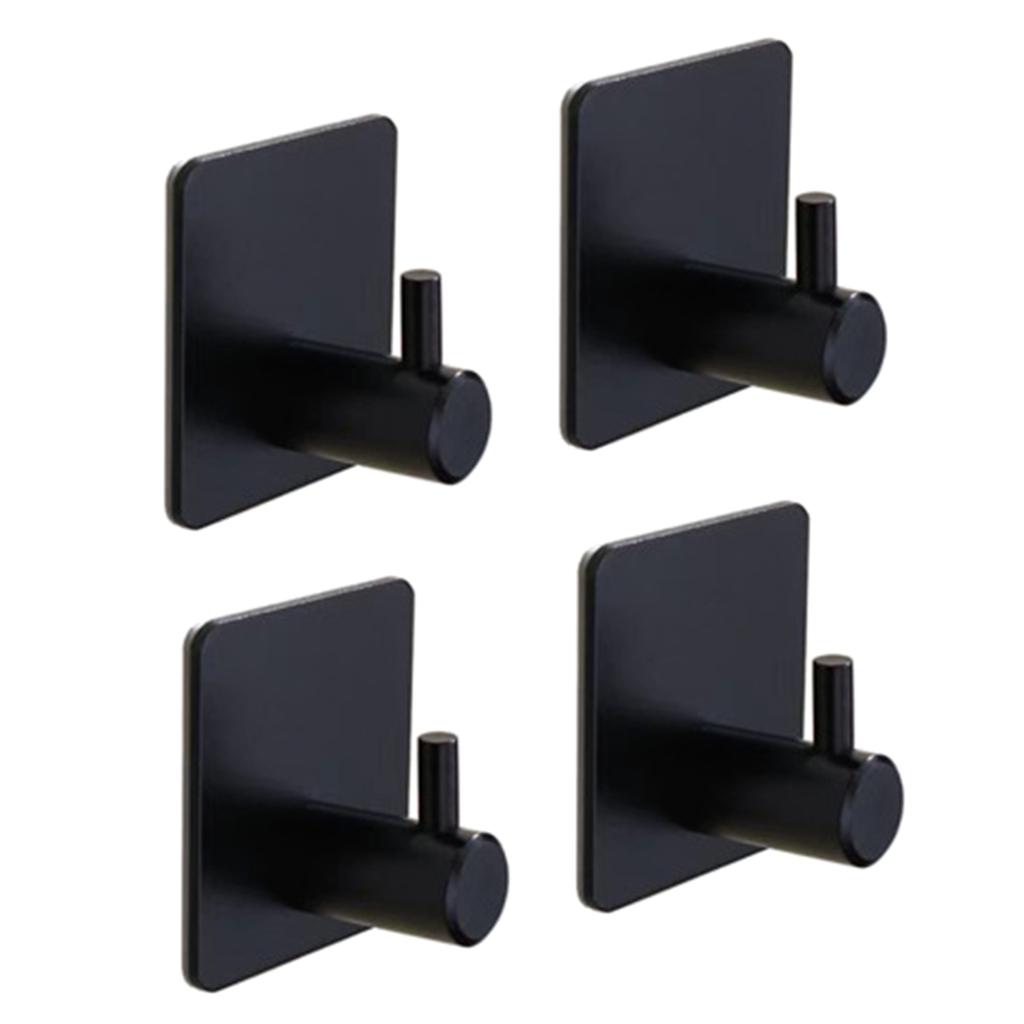 4Pcs Bathroom Towel Hook Multipurpose Sticky Wall Hooks Wall Mounted Coat Rack Robe Clothes Hook for Bath Kitchen