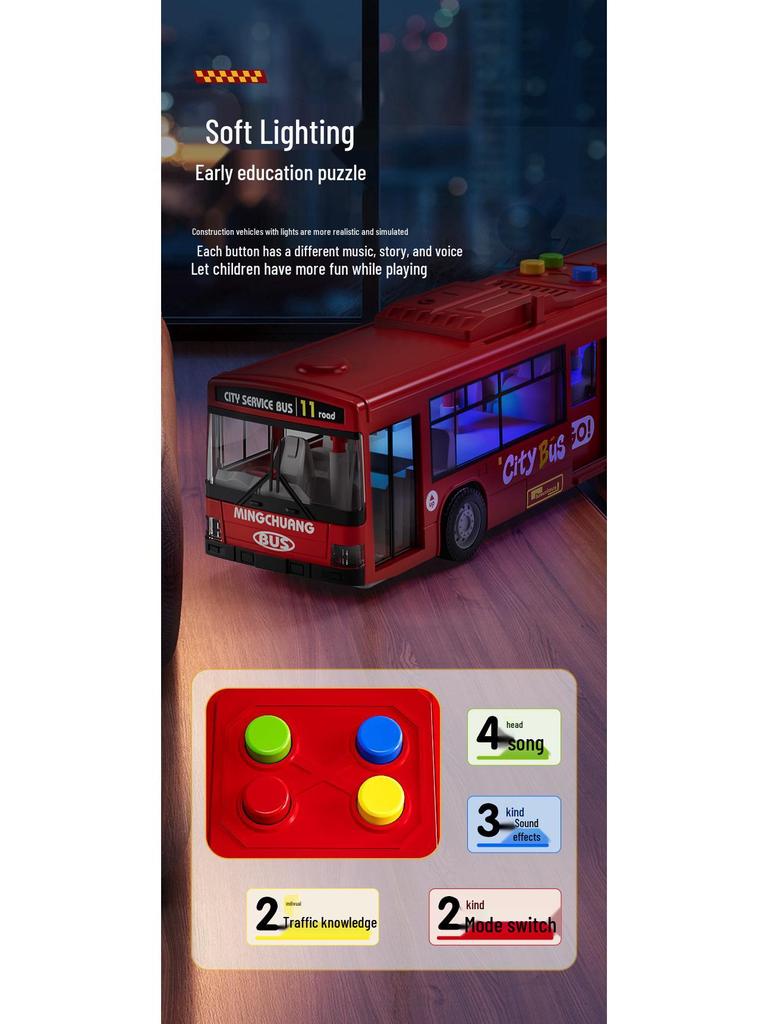Children's Large Bus Toy with Opening Doors and Music – Public Bus Model for Boys