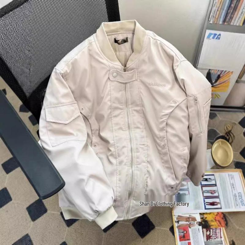 Spring & Autumn Thick Baseball Jacket: Trendy American-Style Pilot Jacket for Men Large