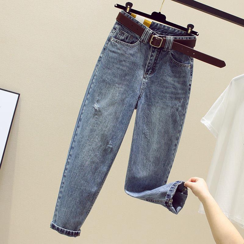 Women's High Waist Ripped Jeans - Summer 2021 Korean Style, Loose, Slimming, Versatile Dad Harem Carrot Pants