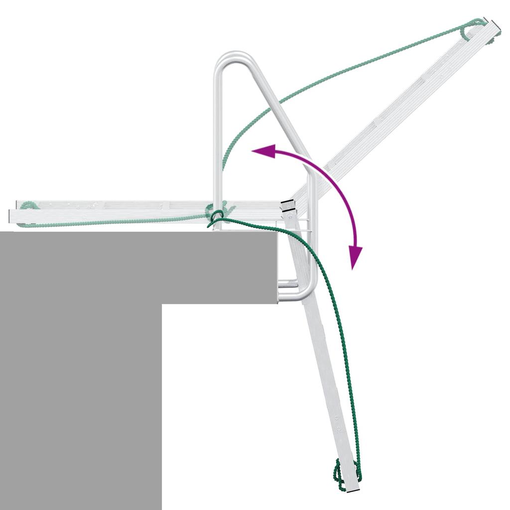 4 Step Dock Ladder Silver 58 x 77 x 166 cm Aluminum