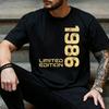 Retro Abgenutzter Kreis 1986 Klassisches Grafik-T-Shirt Unisex Vintage 40. Geburtstag Lässig Kurzarm Streetwear T-Shirt
