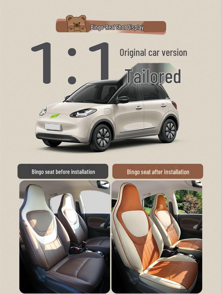 Universal Four-Season Cartoon Leather Car Seat Cushion for Wuling Bingo