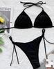 Women's Swimsuit Solid Color Sexy Halter Triangle Back Tie Bikini Set 5 Colour