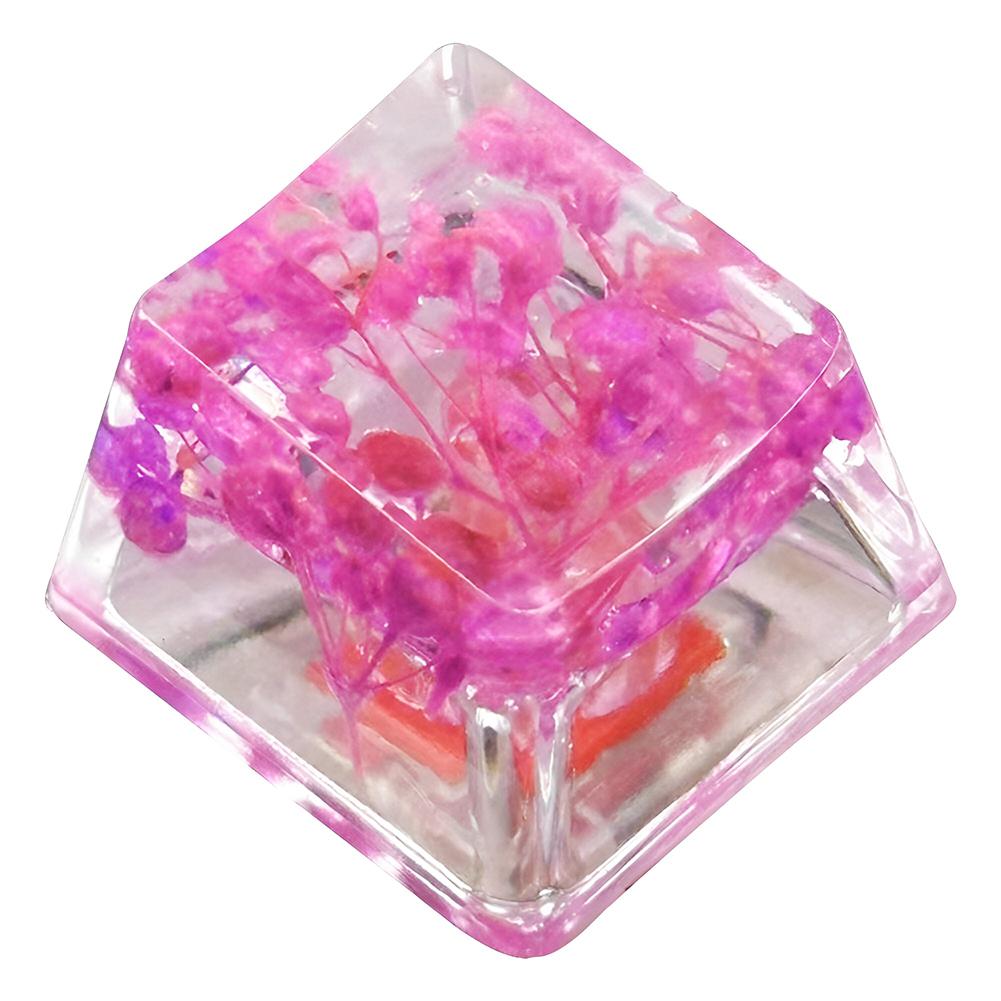 

Смола Сушеные цветы Колпачок клавиши Полупрозрачные колпачки Крестообразный вал Колпачок клавиши механической клавиатуры для механической игровой клавиатуры Cherry MX фиолетовый