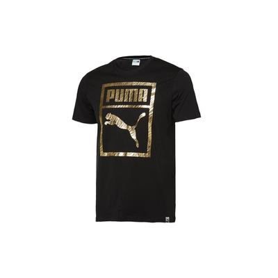 Gold Foil Print Casual Sports Round Neck Short Sleeve T-Shirt Men Tops Black 576437-51