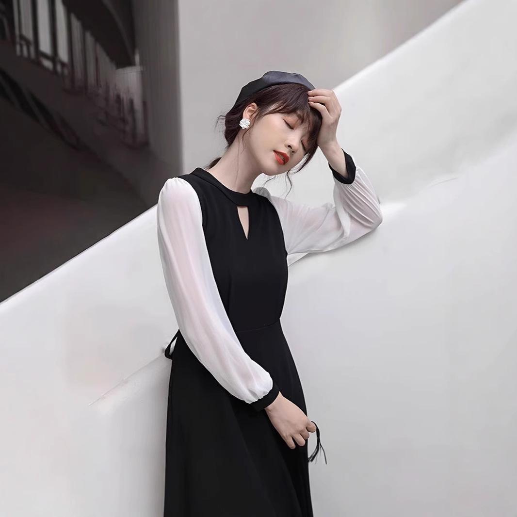 

2024 Women s Autumn Retro French Mid-Length Hepburn Dress L