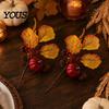 Multi-element Fall Bouquet Autumn Flower Bouquet, Artificial Floral Picks with Maple Leaves Pumpkins Pine Cone Stems Berries Cones for