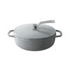 Vermicular 22cm Shallow Cast Iron Enamel Pot In Oyster Waterless Cooking and Bake Includes Recipe Oven Pot Gray, Function, Booklet, 2, Self-Standing