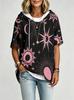 Plus size women's hooded top sun, moon and stars printed bohemian style loose slimming autumn and winter hooded coat
