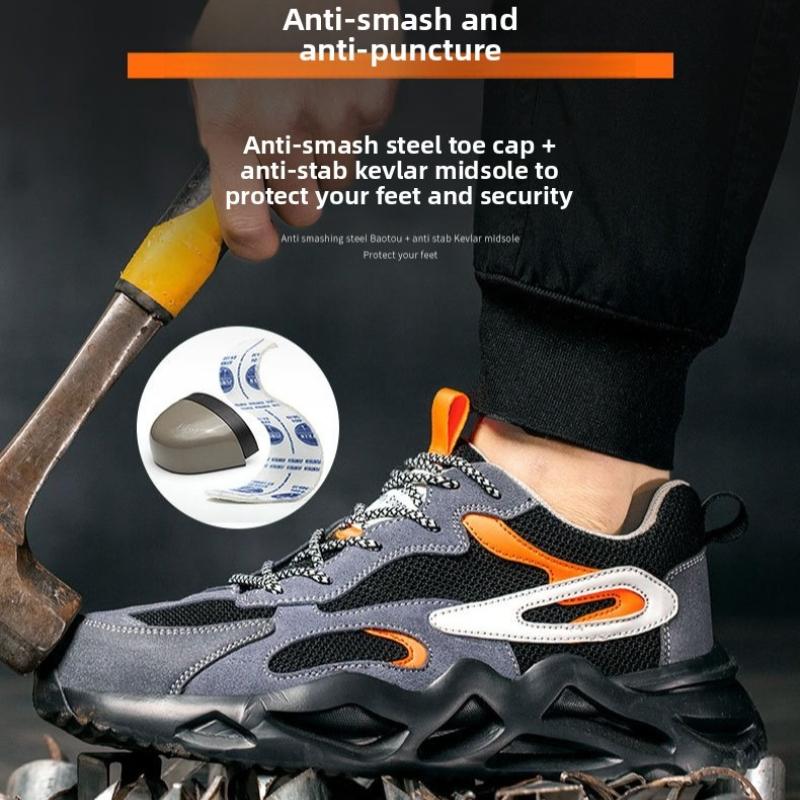 Breathable Mesh Safety Shoes Steel Toe cap industrial shoes anti-slip work shoes comfortable mens lightweight work boots