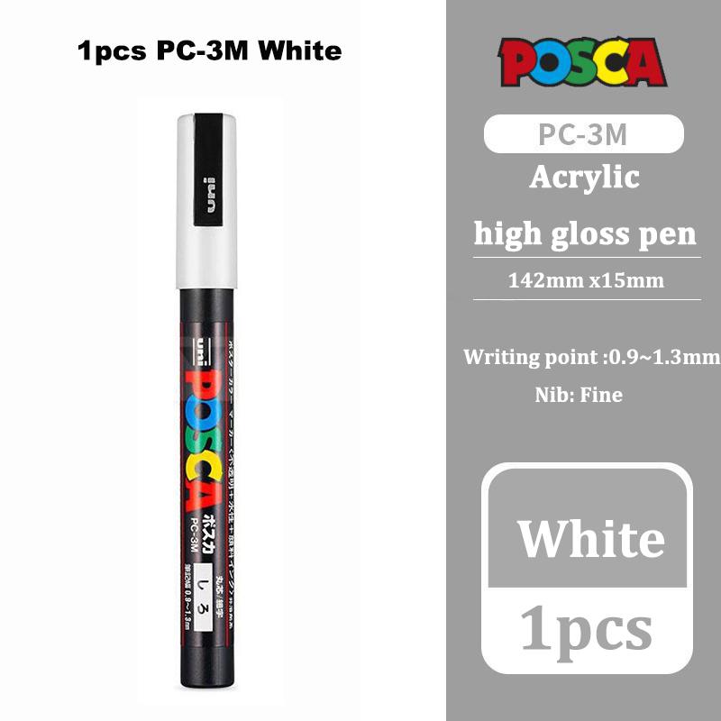 Posca Weißer Marker Pinsel, Permanent Wasserfest Ausbleichsicher Hochglänzend Markierstifte - Felsmalerei/Stofffarbe/Schuh Graffiti/Postergestaltung