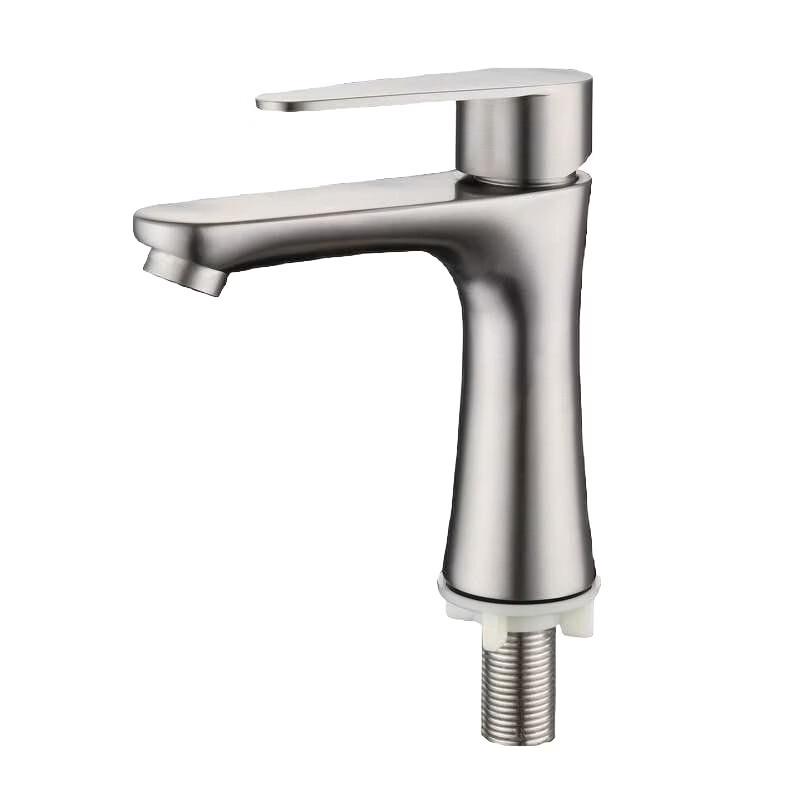 OEING Brushed Stainless Steel Wall-Mounted Single Cold Basin Faucet