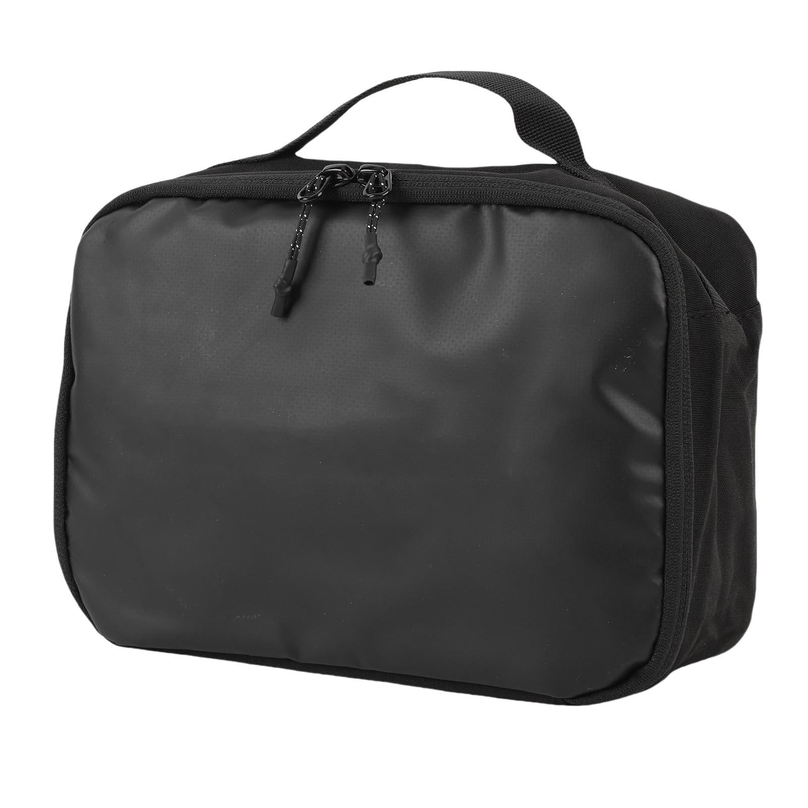 

Toiletry Bag Black Two Layer Large Capacity Splash Proof Portable Makeup Bag with Handle for Travel