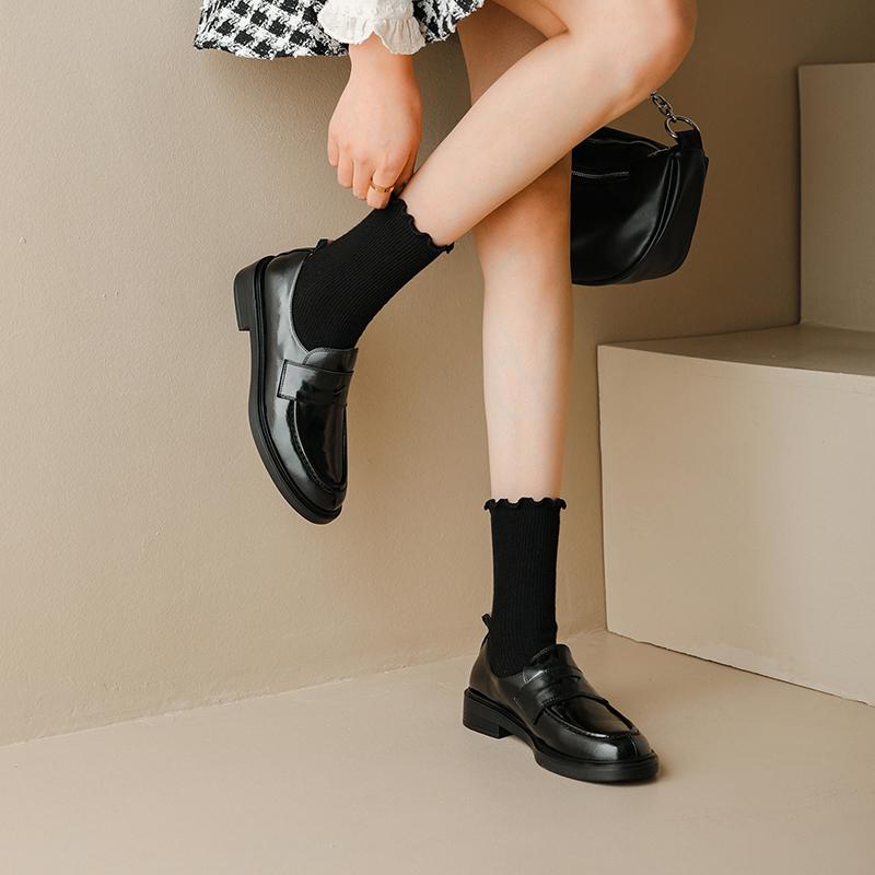 Fashion Retro Women's Shoes Spring 2025 Genuine Leather Woman Shoes Oxfords Loafers Round Toe Bullock Platform Shoes Zapatos De Mujer