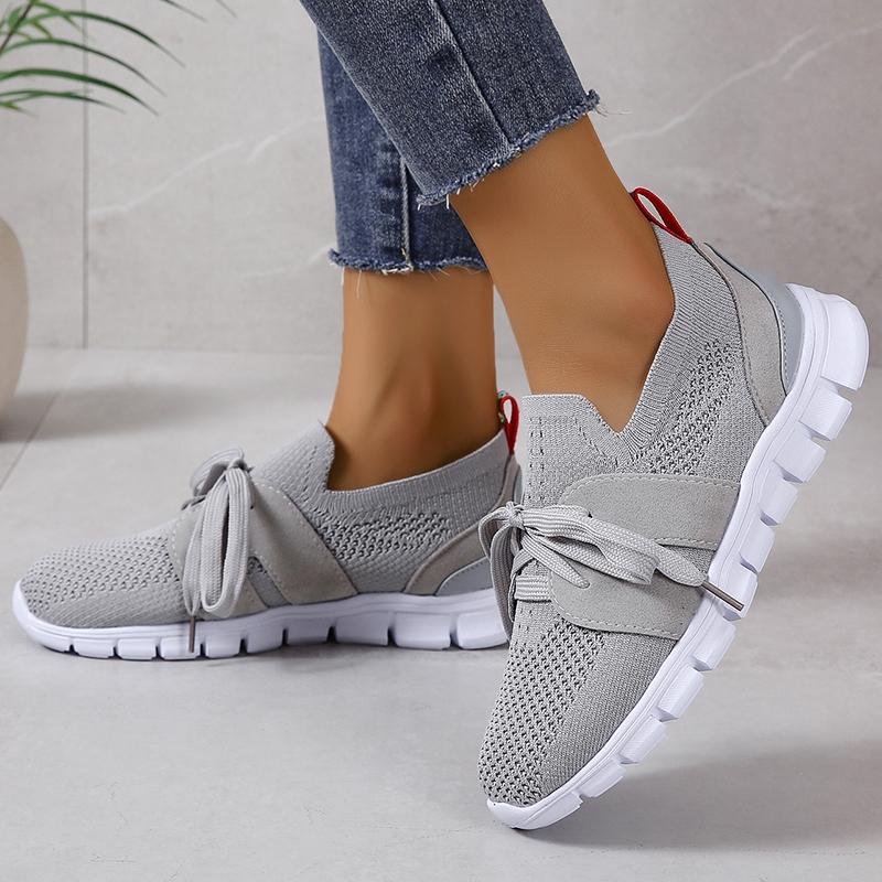 Lucyever Brown Knit Breathable Sneakers Shoes Women 2024 New Soft Sole Platform Flats Woman Plus Size 43 Non Slip Casual Shoes