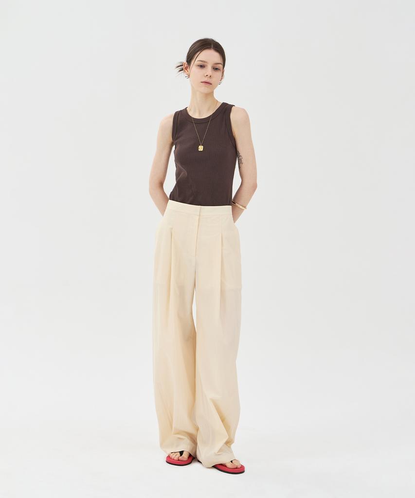 PINBLACK Tuck Detail Wide Fit Pants Beige
