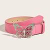 Trendy Punk Millennial Metal Buckle Butterfly Belt In Elegant Silver And Various Hues