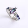 1Pc Stunning Colorful Oval Zirconia Ring European and American Popular Fashion Jewelry