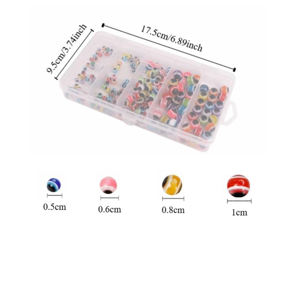 200PCS 5mm 6mm 8mm 10mm Fishing Beads Assorted Set Hard Plastic Fish Eye Beads  Freshwater Fishing