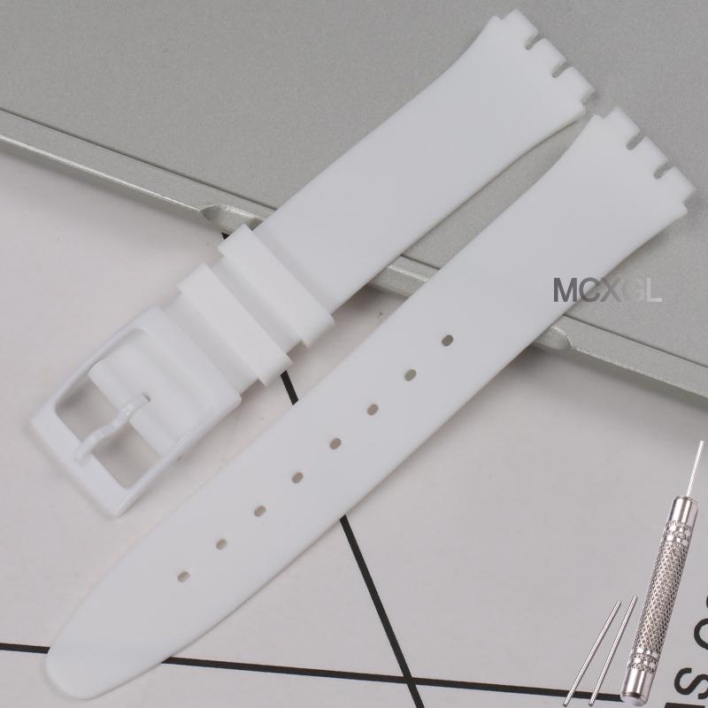 16mm Ultra-thin Silicone Strap For Swatch Classic Thin Silicone Watch Strap Special Three Forks Waterproof Bracelet