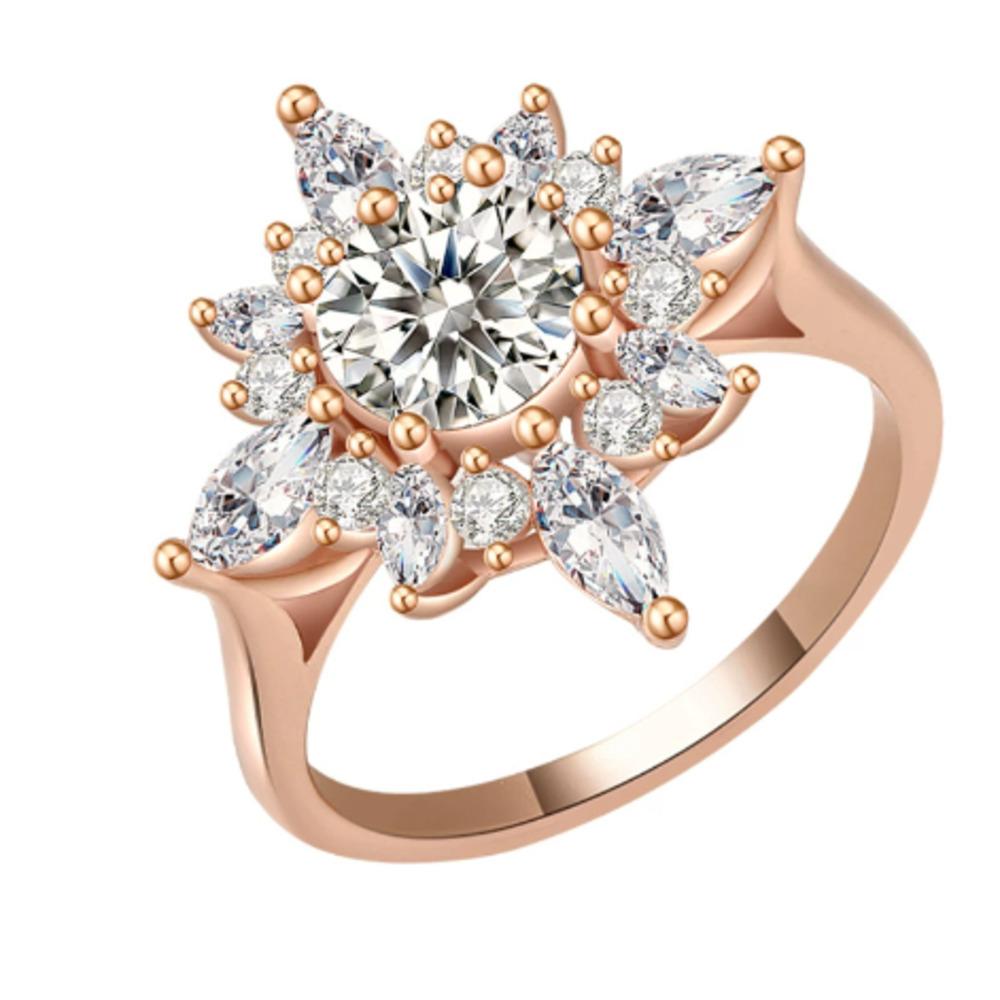 9mm Shiny Rose Gold Flower Ring Luxury High Grade D VVS1 Moissanite Fine Jewelry