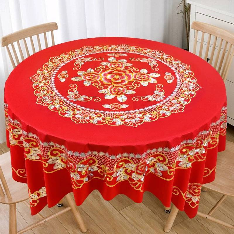 Pvc Round Square Tablecloth With Geometric Pattern For Home Dining And Holiday Decor