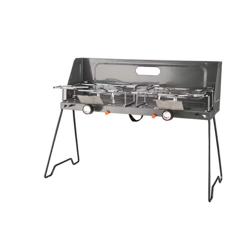 JINGGENG Outdoor Portable Gas BBQ Grill & Camping Stove with Windshield