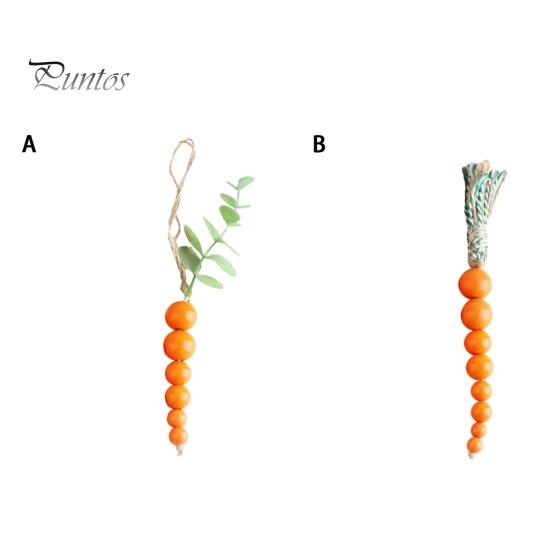 Easter Wooden Carrot Beads String Wood Pendant Spring Home Party Decoration for Birthday Housewarming