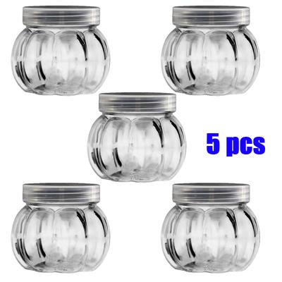 5Pcs 150ml ABS Plastic Pumpkin Candy Jars Transparent Gift Containers Mini Snack Holders Crystal Mud Empty Jar Storage Bottles